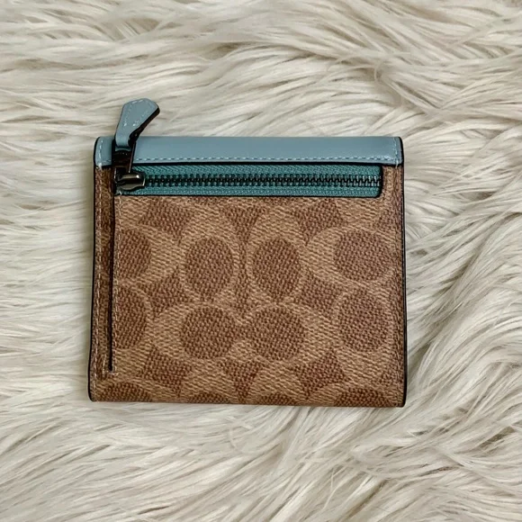 Coach Wyn Small Wallet Aqua Signature Canvas Multi - Picture 4 of 13